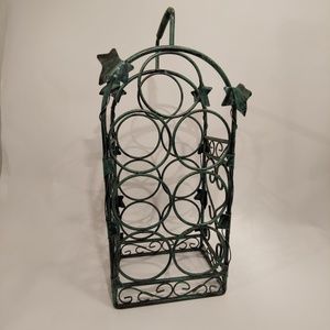 Green Metal with leaves 7 bottle wine rack